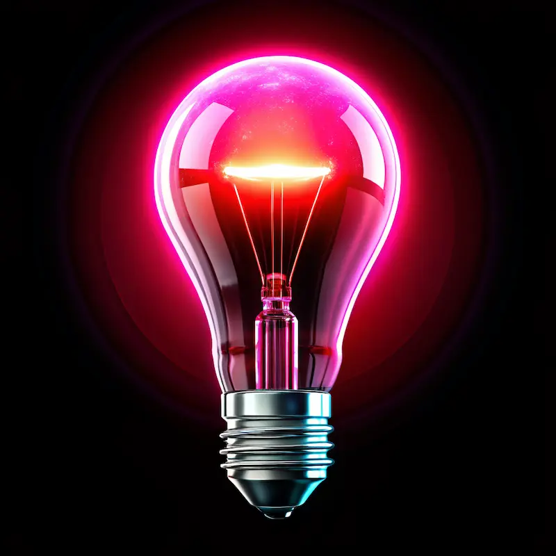 Une ampoule futuriste aux couleurs de Startup-Now représentant l'idée initiale du projet