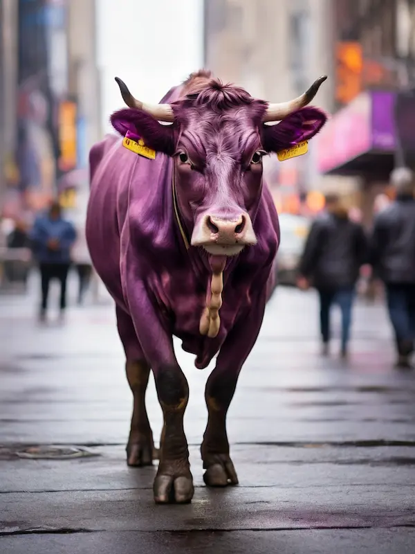 La vache pourpre de Seth Godin qui se ballade dans les rues