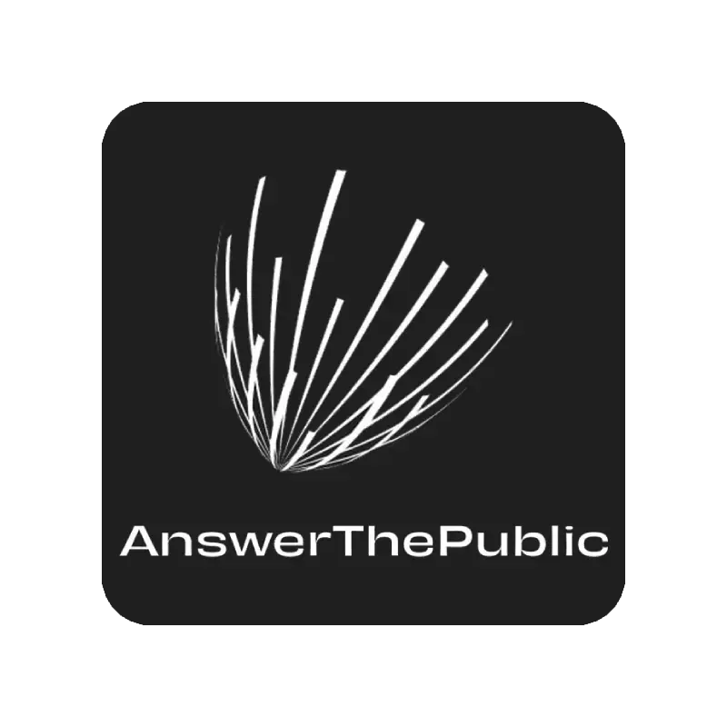 Logo answerthepublic carré gris foncé sur fond transparent