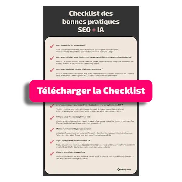 Checklist des 10 bonnes pratiques SEO avec l'IA générative - Infographie téléchargeable
