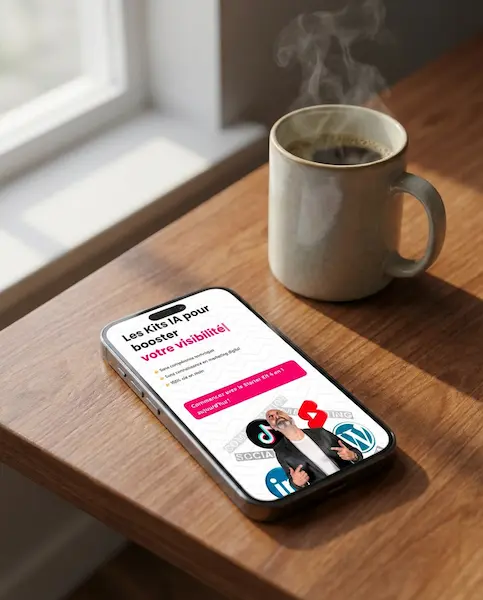 mockup d'iPhone réalisé avec nanobanana pro pour présenter le site web startup-now.co