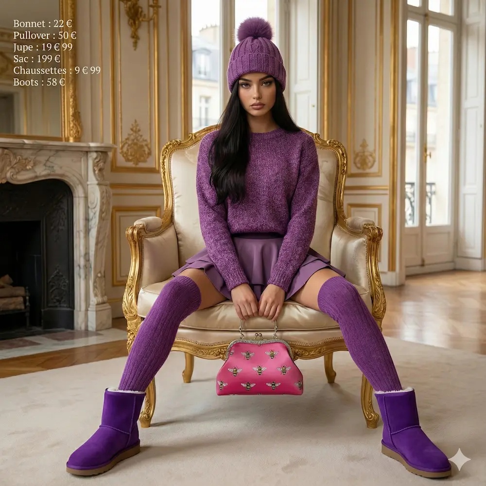 photo d'un mannequin virtuel présentant une collection de mode. Visuel généré avec nano banana pro à partir de photos de produits